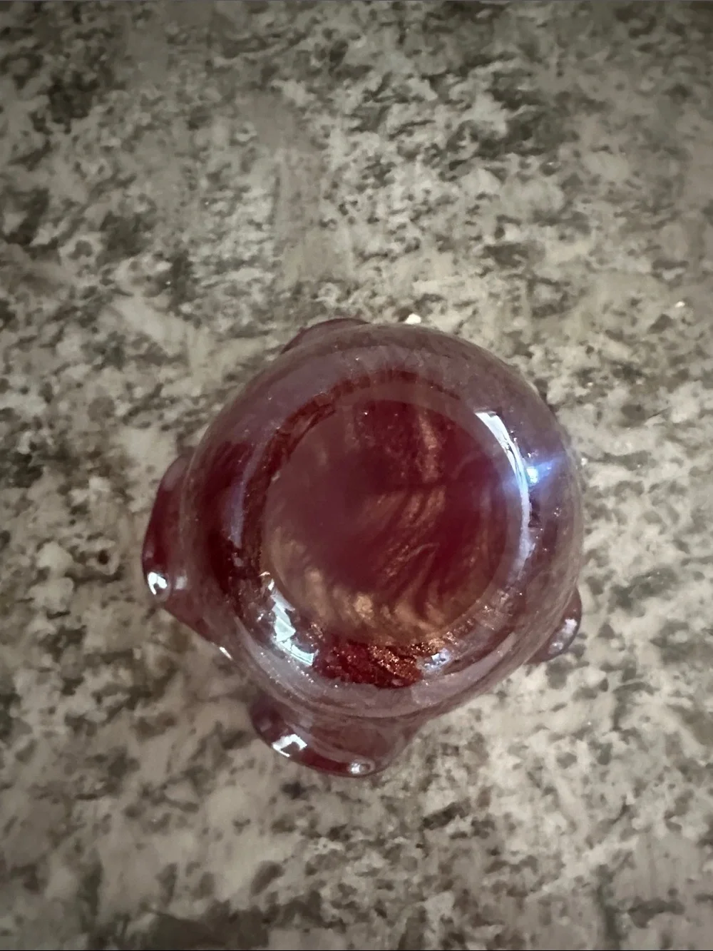Ruffled Glass Candle Holder - Deep Red with Gold Accents